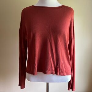 Eileen Fisher Rust Long Sleeve Cropped Sweater